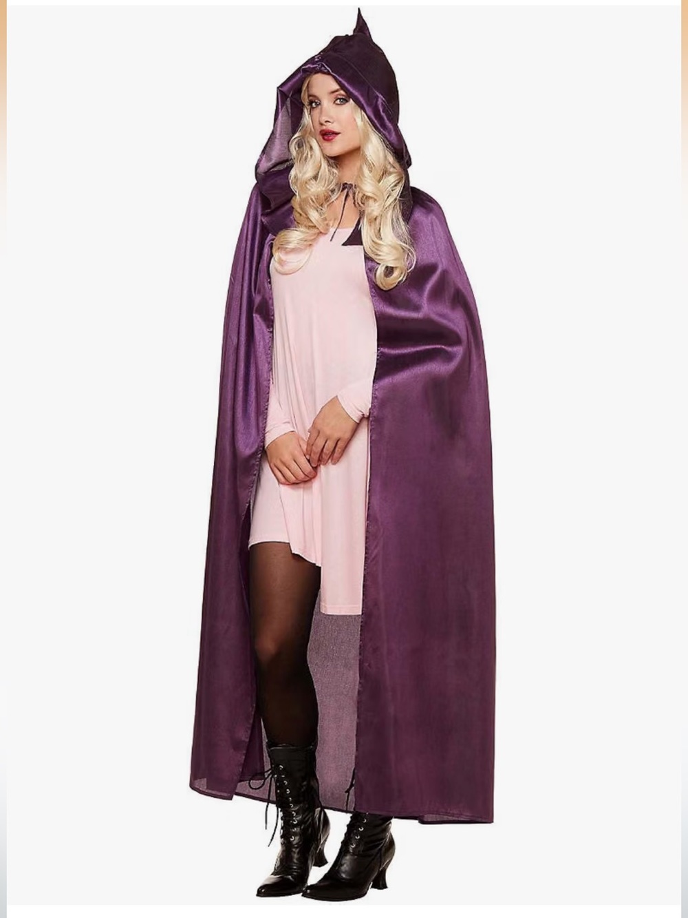 Hocus Pocus Women's Sarah Sanderson Hooded Deep Purple Satin Cape. One Size.